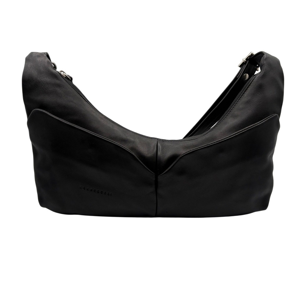 Bruno Rossi Hobo Bag Womens Medium Black Excellent Italian Leather Shoulder Bag